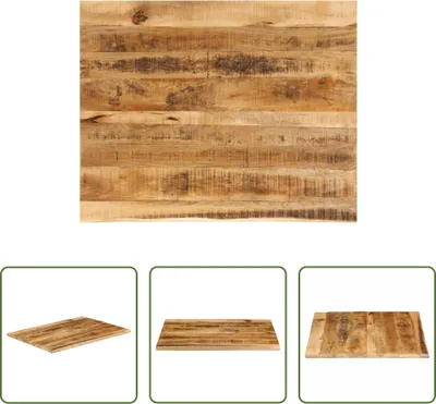 Produktbild von The Living Store Tischplatte 90x80x3,8 cm Baumkante Massivholz Raues Mangoholz