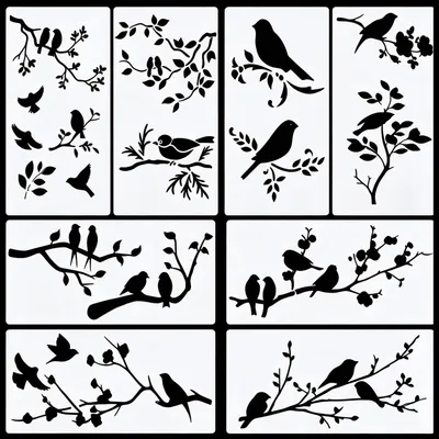 8 wiederverwendbare Vogelschablonen, 14 x 28 cm, für DIY-Projekte