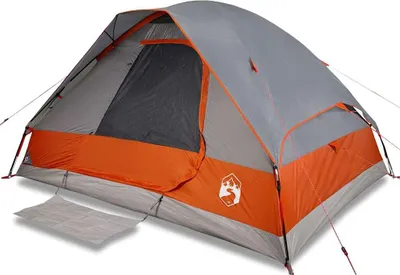 Immagine prodotto di vidaXL Tenda familiare a cupola 6 persone Grigio e arancione Impermeabile