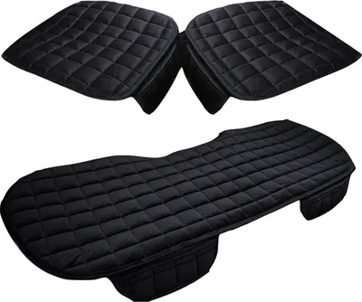 Produktbild von TOOSOAR® Sitzauflage Auto, Universal rutschfest Autositzauflage, 3PCS Autositzkissen für Auto-Vordersitzbezüge und Rücksitzbezüge, Schwarz