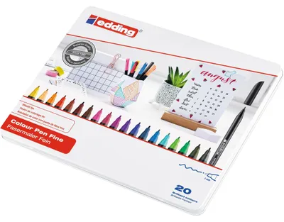 Obrázok produktu pre Edding 1200, Čierna, Modrá, Hnedá, Zelená, Šedá, Oranžová, Ružová, Purpurová, Červená, Tyrkysová, Žltá, Guličkové zakončenie, 1 mm, Viacfarebný, Kolo, atrament s vodným základom