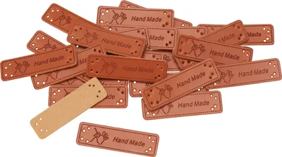 Produktbild von VBS XXL Label "Handmade", 25 Stück, Kunstleder zum Annähen
