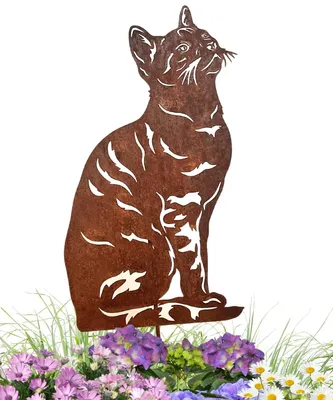 Produktbild von Rostfarbene Katzen-Gartenstecker für Innen- und Außenbereich