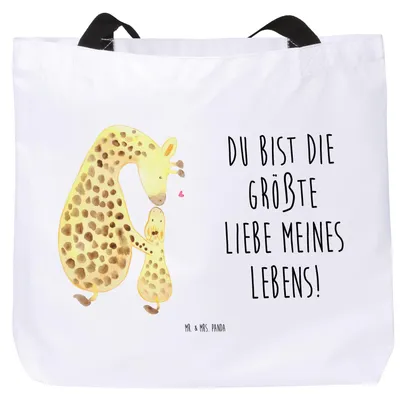 Produktbild von Mr. & Mrs. Panda Reisetasche Giraffe Kind - Weiß - Geschenk, Laptoptasche, Afrika, Lieblingsmensch, Tasche, Tochter, Sohn, Strandtasche, Mama, Mutter, Tote Bag
