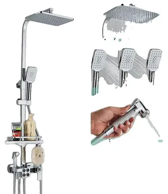 Obrázek produktu pro Sprchová baterie, nástěnná montáž, trojité ovládání, chromovaná, termostatická