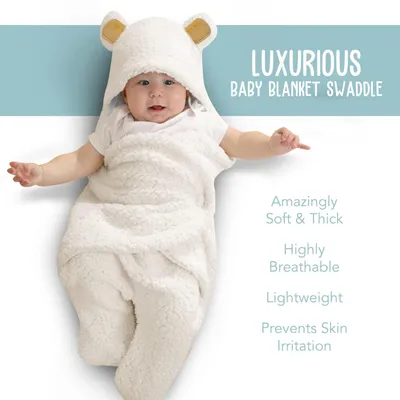 Image de Couverture en peluche, blanche, pour nouveau-nés, de 0 à 6 mois