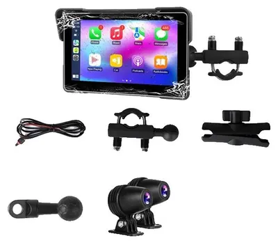 Immagine prodotto di Videocamera per moto, CarPlay wireless, registrazione a doppio obiettivo, Moto DVR, Nessuna