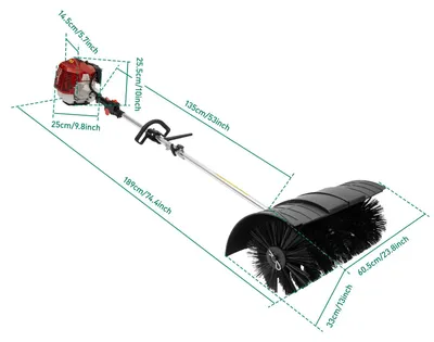 Imagen del producto de Barredora mecánica - Máquina barredora - Soplador de hojas - Barredora de gasolina - Barredora de jardín - Motor de 1,25 kW - Cepillo de nylon de 24 cm