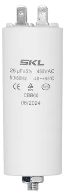 Produktbild von Europart Kondensator 25,00µF 450V Universal mit Steckfahnen und Befestigungsschraube CBB60