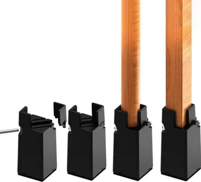 Produktbild von Möbelerhöhungen, 4 robuste Stuhlerhöhungen, trägt bis zu 2300 kg, einfach zu installieren, für Bett, Tisch, Stuhl (schwarz, 4 Zoll)