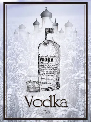 Produktbild von vianmo Holzschild 40x30 cm Alkohol 1925 Vodka imported