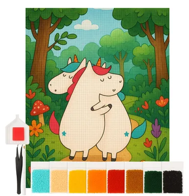 Produktbild von Mr. & Mrs. Panda diamant malerei Einhörner Umarmen Design 40 x 50 cm Ohne Rahmen - Weiß - Geschenk, Unicorn, glitzerbild, painting, Familie, Einhorn, mosaik bilder, Liebe