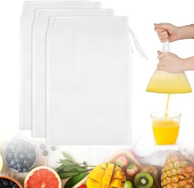 Produktbild von Käsetuch Passiertuch Wiederverwendbar, Nussdrinkbeutel 20 x 30 cm, 3er-Set Cheesecloth, Passiersieb, Nussdrinkbeutel Waschbar mit Kordelzug für Nussdrink Käse Kaffee Joghurt Fruchtsaft