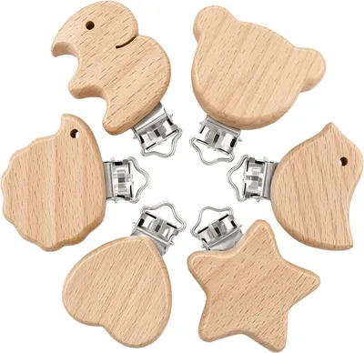 Imagen del producto de Pinzas de madera para la ropa, 6 unidades, madera natural, para manualidades
