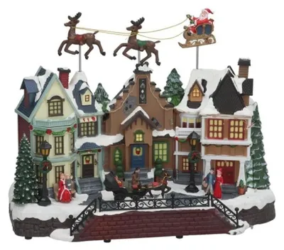 Weihnachtsdorf mit Bewegung, Musik und Licht, 39x31x19 cm