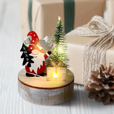 Produktbild von Beleuchtete Weihnachtsdeko Weihnachtswichtel mit Geschenk