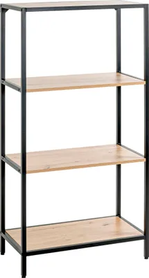 Produktbild von HAKU Regal Büroregal Eiche hell, schwarz  - MDF, Metall, B/H/T: 64x129x35 cm