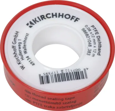 Produktbild von KIRCHHOFF PTFE Gewindedichtband, 0,08x12 mmx12m