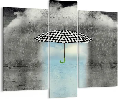 Produktbild von Bild auf Leinwand - Leinwandbild - Regenschirm Regen Abbildung Phantasie - 95x80cm - Wand Bild - Wanddeko - Leinwanddruck - Bilder - Kunstdruck - Leinwand bilder - Wandkunst - CB95x80-3103