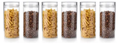Productafbeelding van Arendo voorraadpotten, set van 6, elk 1400 ml, rond, luchtdicht, borosilicaatglazen containers. Glazen behuizing vaatwasmachinebestendig en magnetronbestendig, 6 stuks, transparant