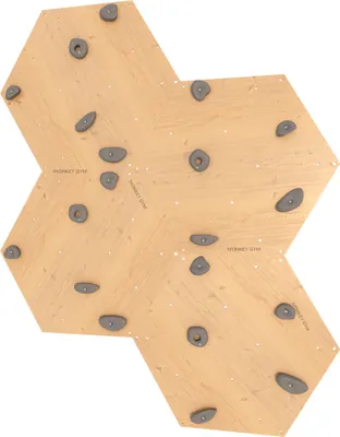 Produktbild von Wandkletterset Hexagon Holz Grau für Heimtraining