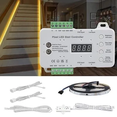 Zdjęcie produktu dla Oświetlenie schodów rgb LED pir czujnik ruchu kontroler taśma