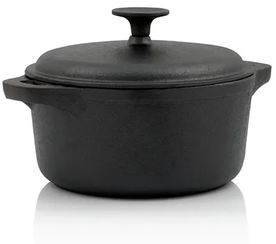 Productafbeelding van Braadpan gietijzer - 2,7 liter - 20 cm - Zwart - Rond - Met deksel