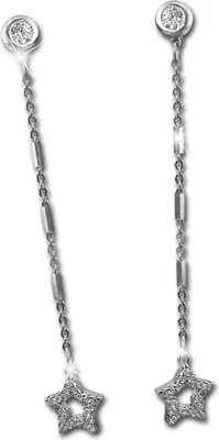 Produktbild von SilberDream weiß Ohrringe Stern Zirkonia Damen 925 Silber Ohrhänger GSO480W