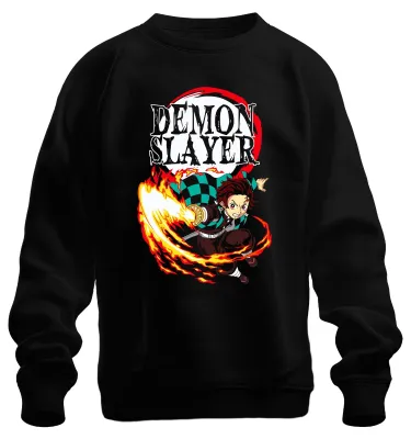 Immagine prodotto di Demon Slayer Tanjiro Kamado Hinokami Kagura Anime Gift Unisex Felpa Pullover, Nero, L