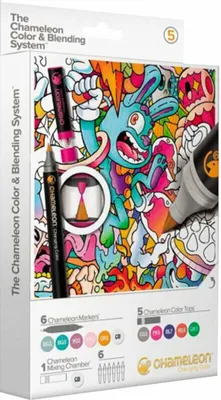 Produktbild von Chameleon Color & Blending System - N5, 6 Stück(e), BG1 (lagoon), BG3 (aqua marine), VO2 (mauve), PK3 (bubble gum), OR3 (tangerine), CG5 (cool gray),...