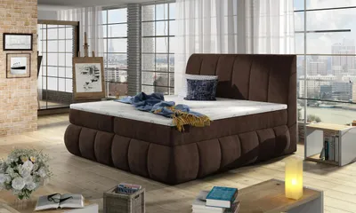 Produktbild von Kontinentales Bett mit Stauraum 160x200 ARVITO - dunkelbraun