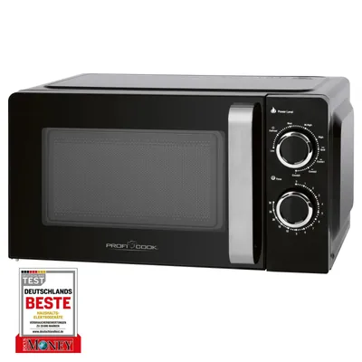 Produktbild von ProfiCook PC-MWG 1208 Mikrowelle mit Grill, 17 Liter Garraum, 900 W Grill, 6 -Leistungsstufen, 30 Minuten-Timer mit Endsignal, Schwarz