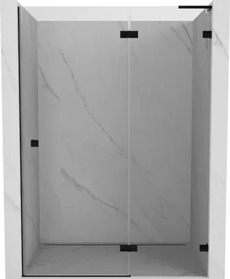 Image de Mexen Lunar L Porte de douche à ouverture à droite 135 cm, transparente, noire - 834L-135-000-70-00-P