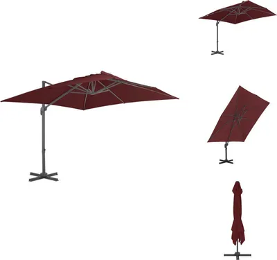 Obrázok produktu pre vidaXL Svetelný slnečník s hliníkovou tyčou Bordeaux červená 400x300 cm - Slnečníky a tienidlá