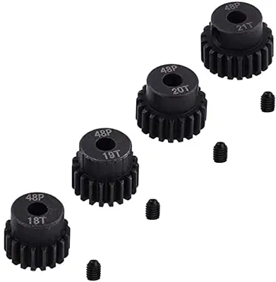 Obrázek produktu pro Sada 4 řetězových kol 18T 19T 20T 21T 48DP pro RC modely 1:10 | Vyrobeno z odolného kovu | Pro monster truck/buggy/lorry 3.175mm, černá, RC