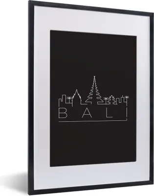 Produktbild von MuchoWow® MuchoWow® Gerahmtes Poster Skyline "Bali" schwarz 30x40 cm - Poster mit zchwarzem Bilderrahmen - Wandposter Schlafzimmer