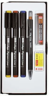 Produktbild von Schreibgeräteset Geocollege School-Set 0,3/0,5/0,7 schwarz Packung mit 10 Stück