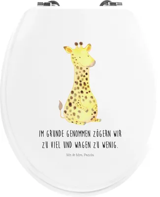 Produktbild von Mr. & Mrs. Panda WC Sitz Giraffe Zufrieden - Weiß - Geschenk, Holz Toilettendeckel, Glück, Afrika, WC-Sitz, Klo-Deckel, Abenteuer, Brille