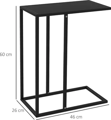 Zdjęcie produktu dla Stolik kawowy HOMCOM w kształcie litery C, stolik kawowy, stolik kawowy, stolik do salonu ze stalową ramą, stolik nocny do biura, sypialni, czarny, 46 x 26 x 60 cm