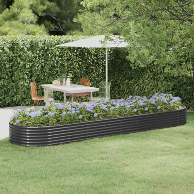 Image de vidaXL Lit surélevé Acier revêtu par poudre 396x100x36 cm Anthracite