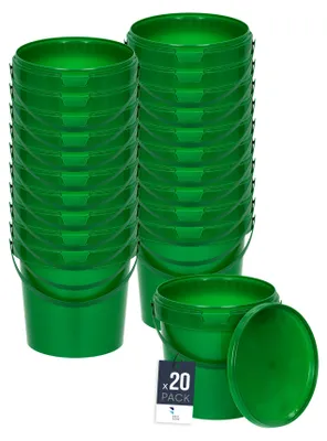 Produktbild von BenBow Eimer mit Deckel 1L x20 Grün - lebensmittelecht, stabil, luftdicht, auslaufsicher, geruchsneutral - Plastikeimer mit Henkel - leer