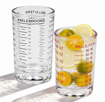 Cocktailmaßbecher 2er-Set, Glas, 120+90 ml, mit Skala