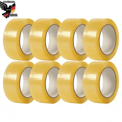 Produktbild von 8x Klebeband Paketklebeband Packband Paketband Kleber PP 50 mm x 66 m Paket Band für Päckchen Karton Verpackung Transparent Gelb 8 Rollen