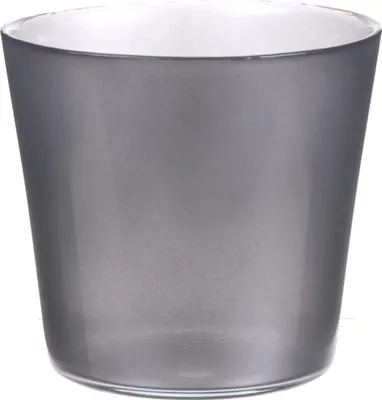 Produktbild von INNA-Glas Glasübertopf Alena Shiny, Silber glänzend, 9,5 cm, Ø 11,5 cm - Deko Übertopf