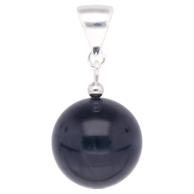 Produktbild von Anhänger blaue Tigerauge Katzenauge & 925 Silber Kugel dunkelblau glatt Damen