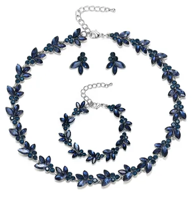 Image de SolidKeus - Ensemble de bijoux de mariage comprenant un collier avec pendentif en cristal et des boucles d'oreilles