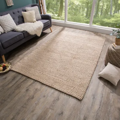 Obrázek produktu pro Designový koberec WOOL béžový 160x240cm vlněný běhoun obývací pokoj koberec