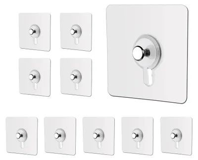 Produktbild von Klebeschrauben, 12 Stück transparente Klebehaken, selbstklebende Bilderhaken, Wandbefestigung ohne Bohren, 2 Größen 8 mm und 9 mm, für Badezimmer und Küche, Fotos und dekorative Gemälde