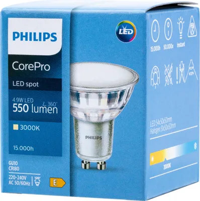 Obrázok produktu pre LED žiarovka GU10 4,9W = 50W 550lm 3000K Warm 120° PHILIPS