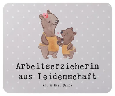 Produktbild von Mr. & Mrs. Panda Mouse Pad Arbeitserzieherin Leidenschaft - Grau Pastell - Geschenk, Ausbildung, Mousepad, pc, Studium, laptop mauspad, Witzig, Beruf, Spruch, computer